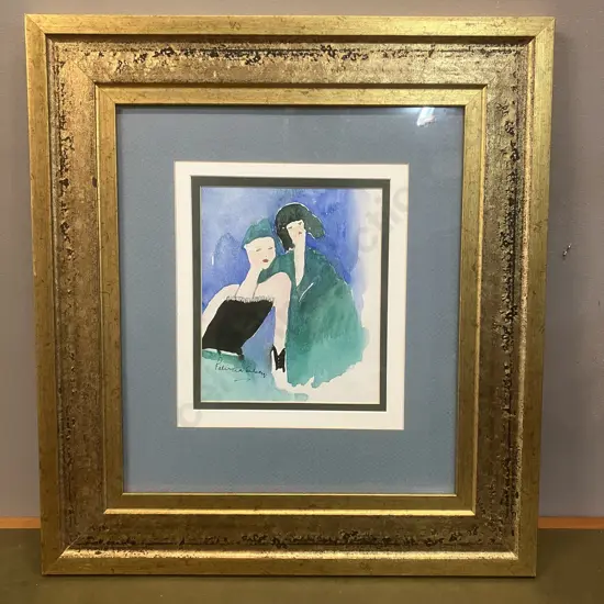 ' Two Ladies' Original Water Colour Signed By The Artist, Framed 53.5 x 48.5cm