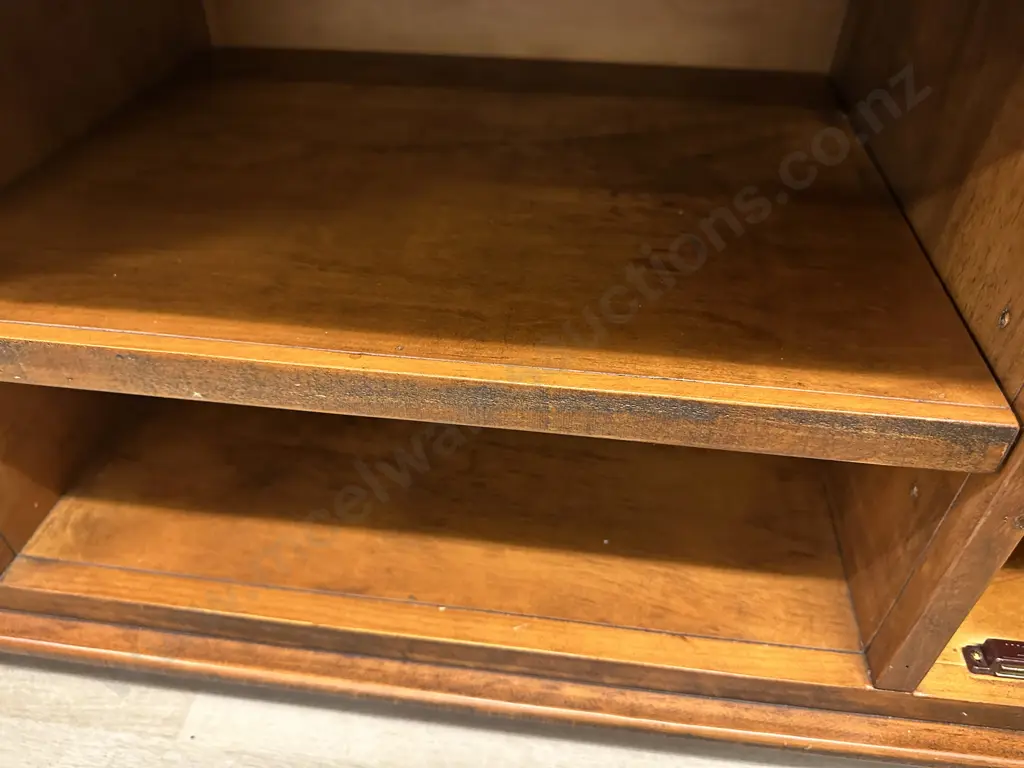 Two Door Rustic Pine TV Unit With Curved Solid Metal Handles, 3 Shelves. H52 W164 D45cm Image 1++