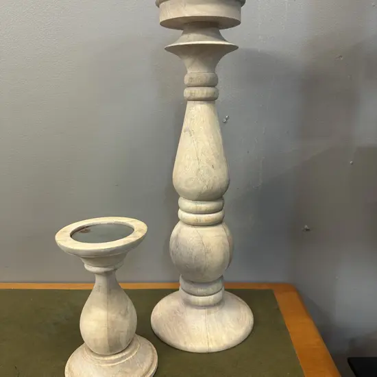 Pair Of Brostie Candle Holders H47cm, H19cm.