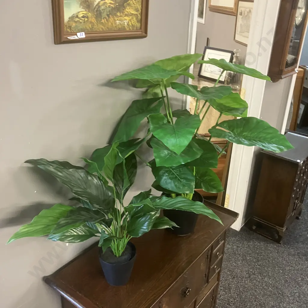 Pair of Artificial Plants. H63cm & 46cm Image 1++