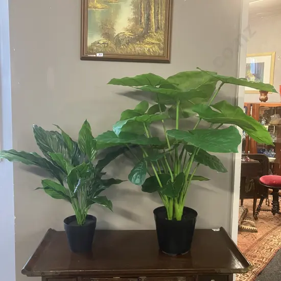 Pair of Artificial Plants. H63cm & 46cm