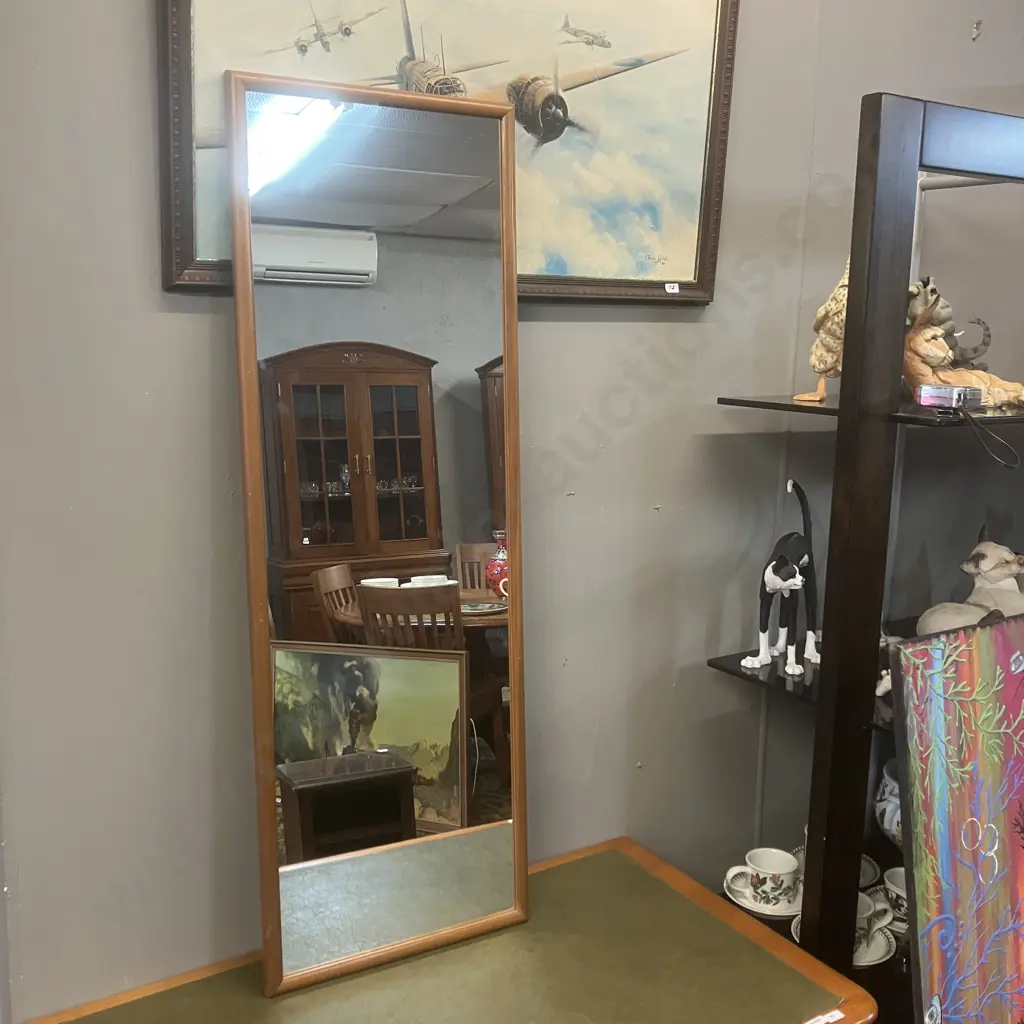 Wooden Framed Wall Mirror. 108 x 37cm Image 1++