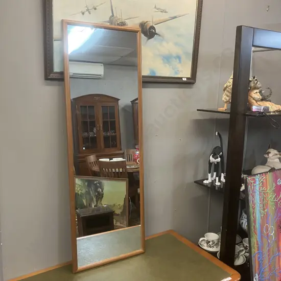 Wooden Framed Wall Mirror. 108 x 37cm
