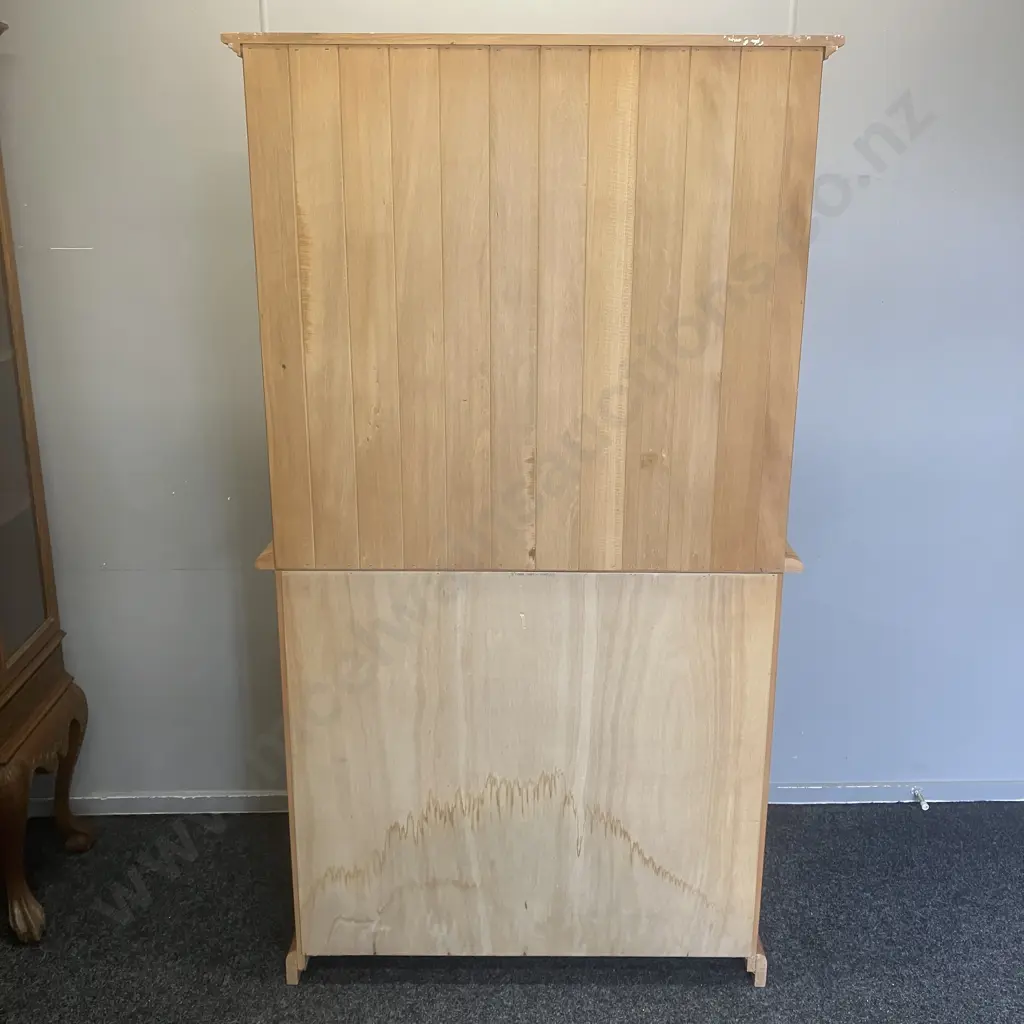 Rimu Wall Unit, 2 Drawer, 2 Door, Tongue & Groove Back, 2 Adjustable Shelves, Metal Knob Handles. H190 W106 D44cm Image 1++