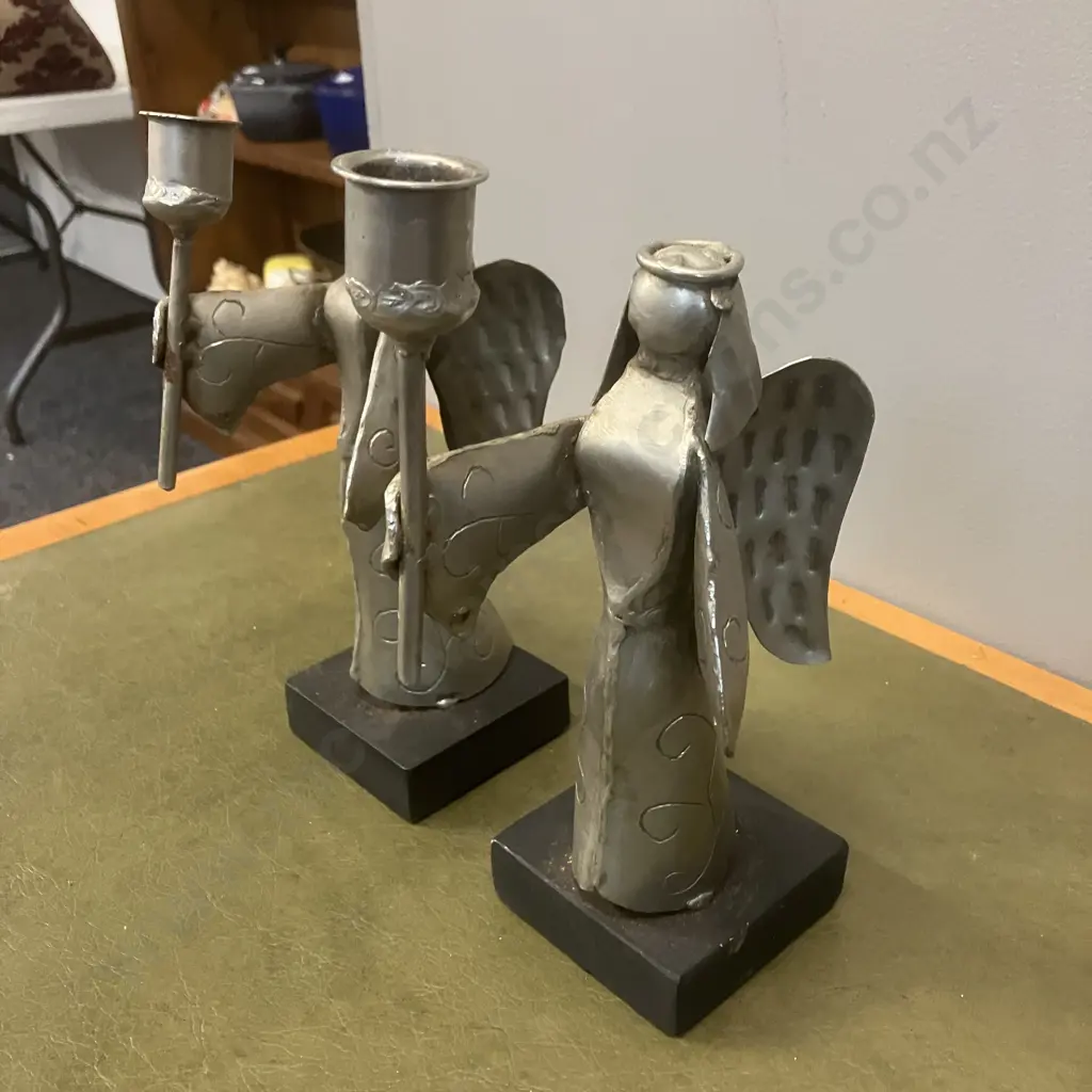 Pair of Metal Angel Candlesticks. H26cm Image 1++