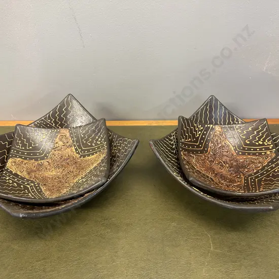 Decorative Square Bowls Brown Tones