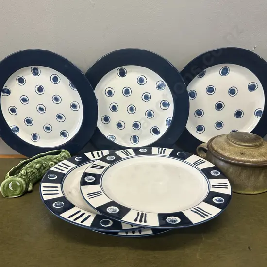 Selection Of Temuka Items Including Plates, Lidded Casserole Dish & Trough Vase