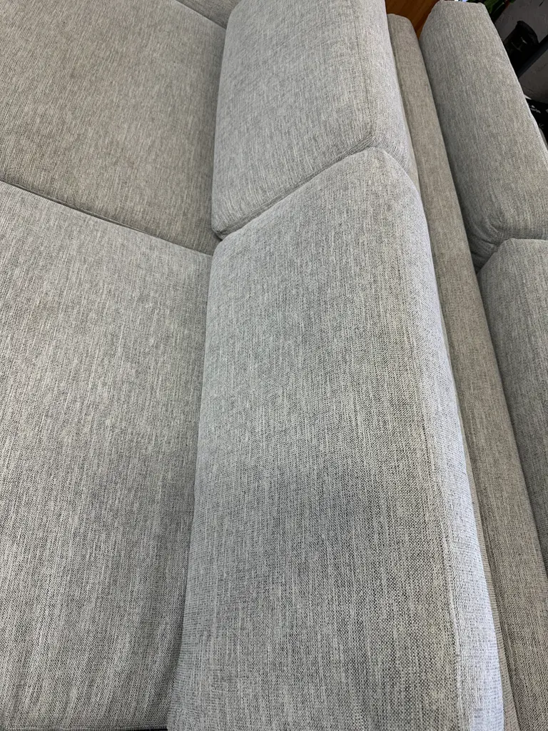 Modern White & Grey Flecked Two Seater Sofa, Square Arms. L234cm Image 1++