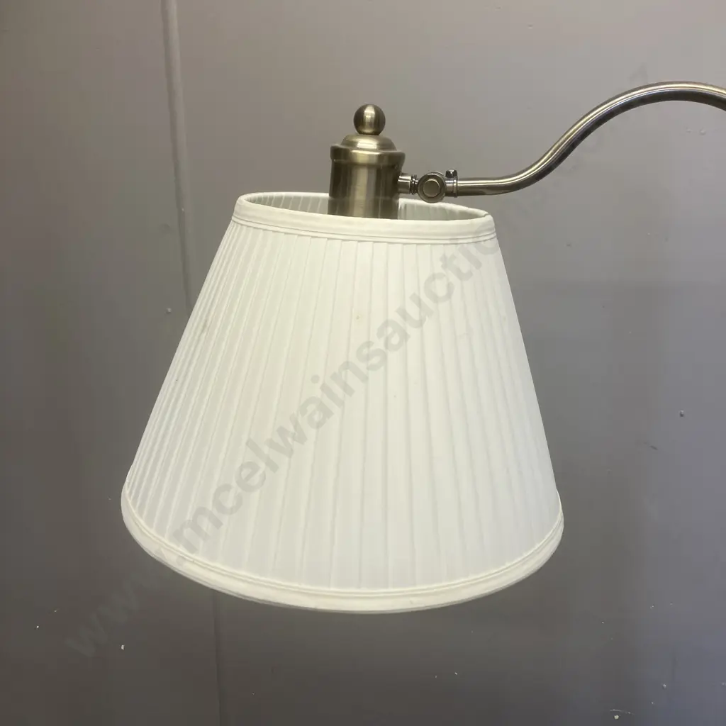 Austrabeam / Stylelux Floor Lamp With White Fabric Shade, Tilt Adjustable Head, Brushed Finish. H166cm Image 1++