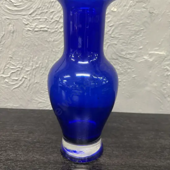 Art Glass Blue & Clear Base Vase H30cm.
