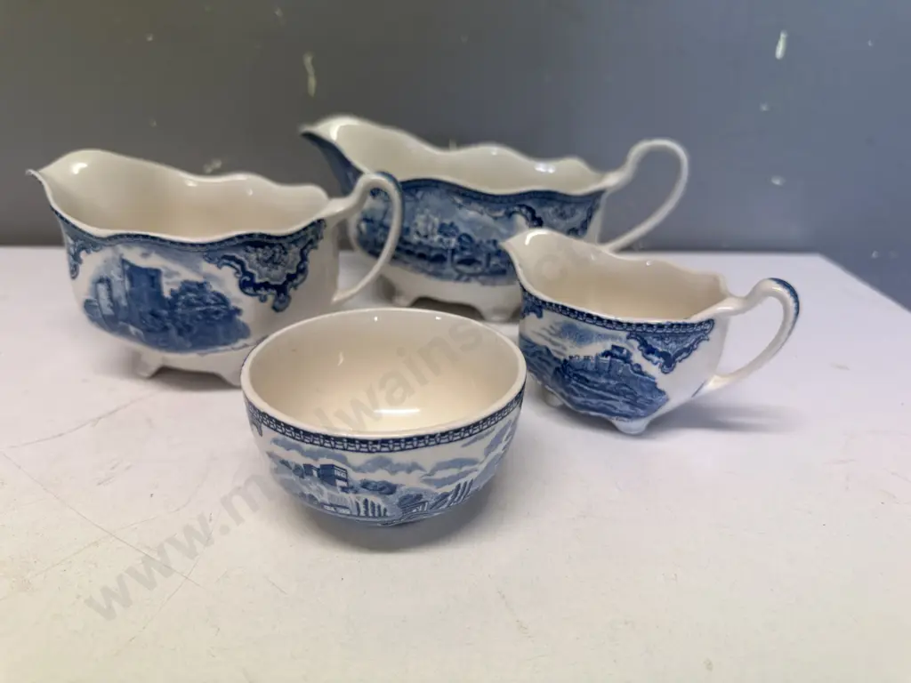 Johnson Brothers Old Britain Castles Blue Pattern Jugs & Bowl Image 1++