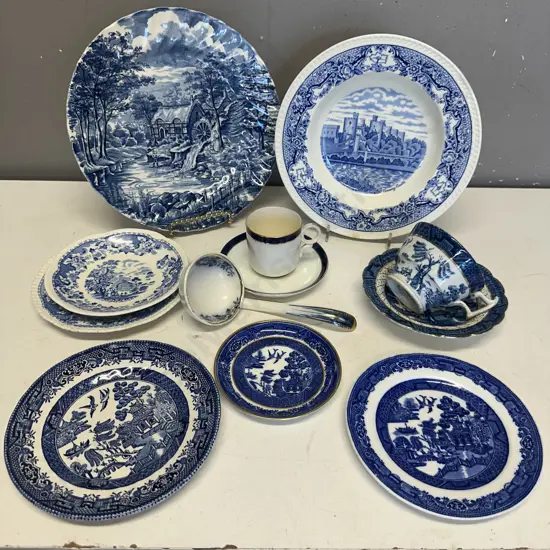 Selection Of Blue & White China Items Including Royal Staffordshire, Willow, Etc