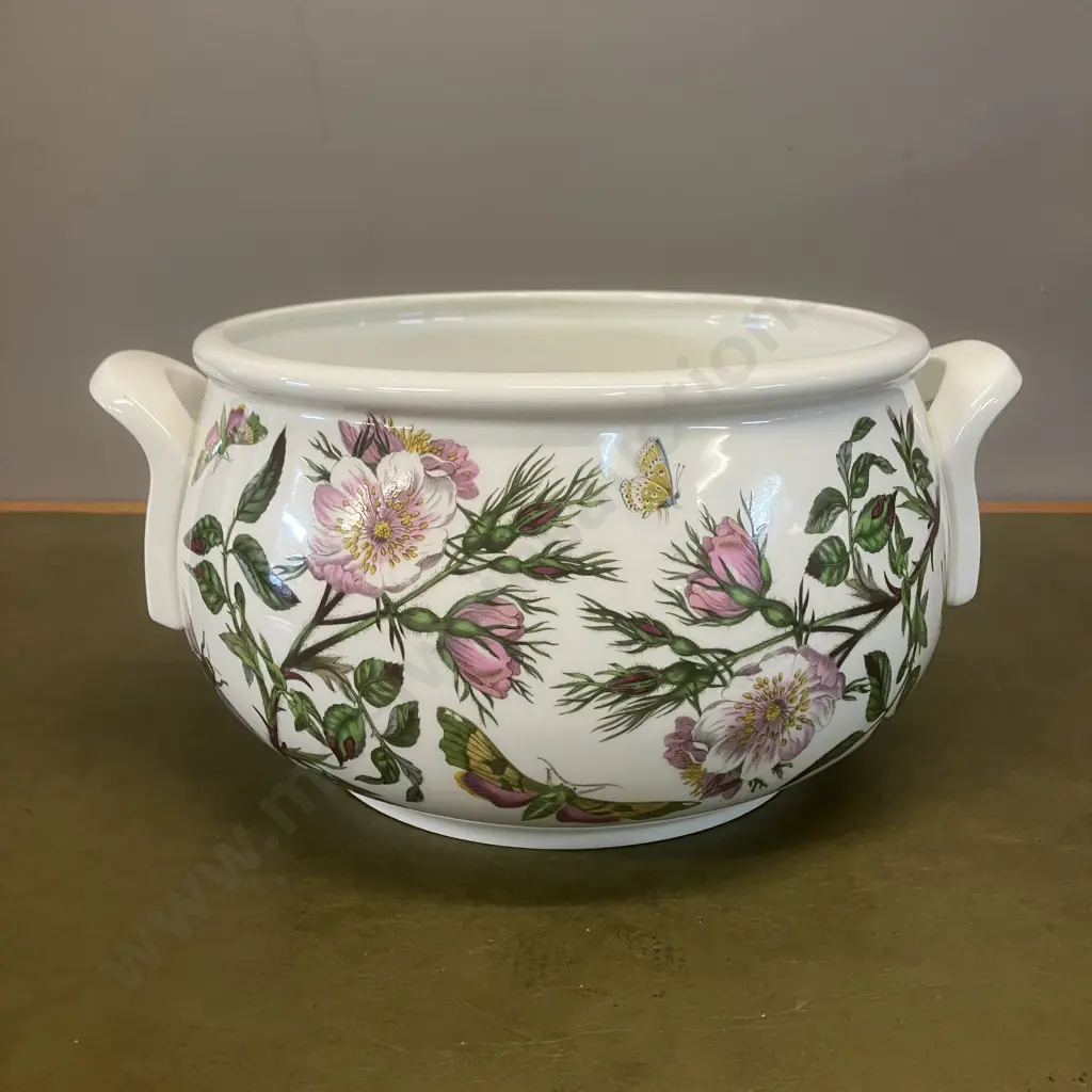Vintage Portmeirion Botanic Garden Large Casserole, Dog Rose & Cotton Flower - Susan Williams-Ellis. 14 x 29cm Image 1++