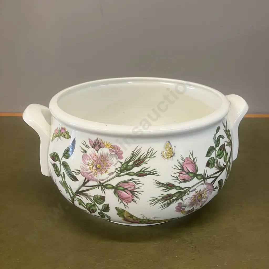 Vintage Portmeirion Botanic Garden Large Casserole, Dog Rose & Cotton Flower - Susan Williams-Ellis. 14 x 29cm Image 1++