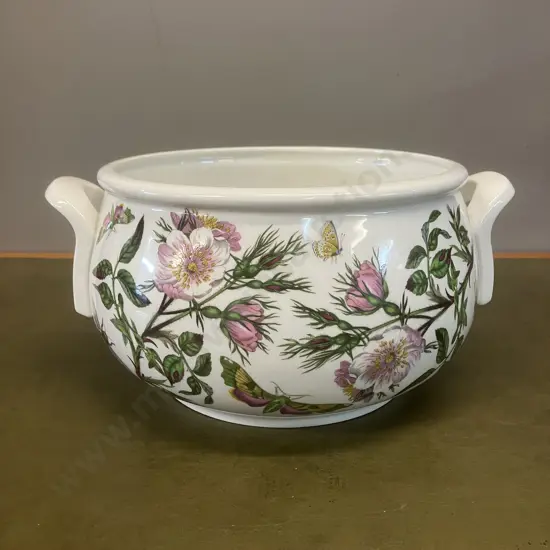 Vintage Portmeirion Botanic Garden Large Casserole, Dog Rose & Cotton Flower - Susan Williams-Ellis. 14 x 29cm