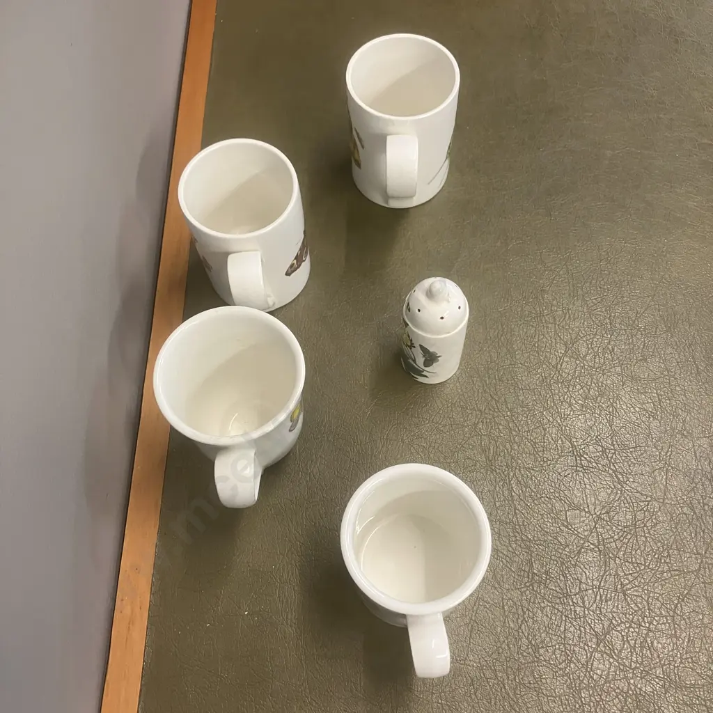 Vintage Portmeirion Botanic Garden Cups x 4 With a Pepper Shaker Image 1++