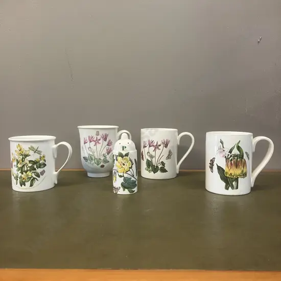 Vintage Portmeirion Botanic Garden Cups x 4 With a Pepper Shaker