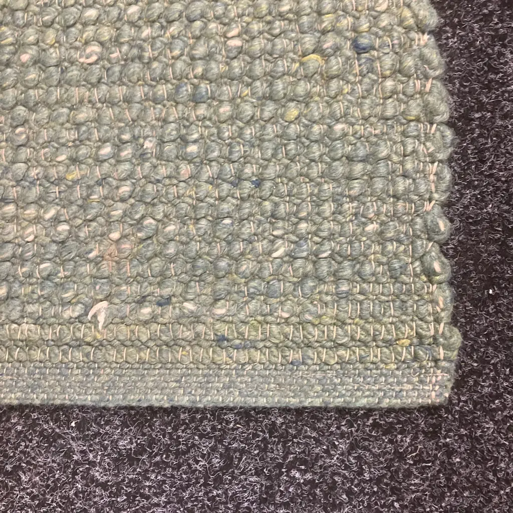 Hand Woven Floor Rug - 182 x 116cm Green & Blue Colours Image 1++