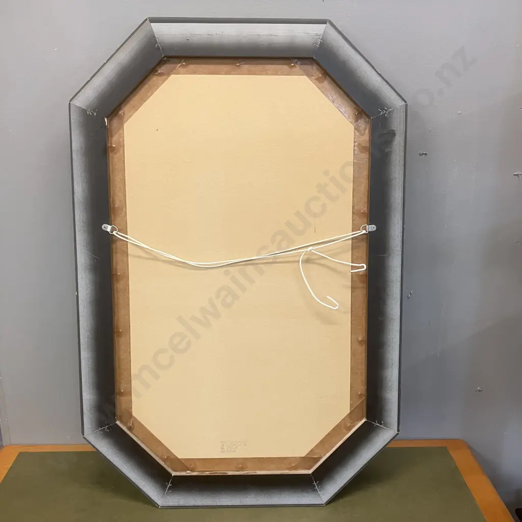 1990s Italian Hand Painted Octagonal Wall Mirror, Tinted Glass. 79 x 52.5cm Image 1++