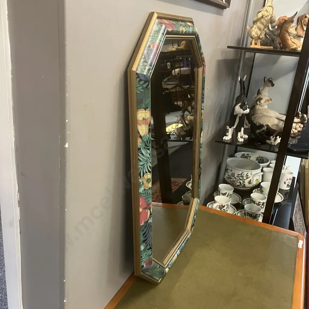 1990s Italian Hand Painted Octagonal Wall Mirror, Tinted Glass. 79 x 52.5cm Image 1++