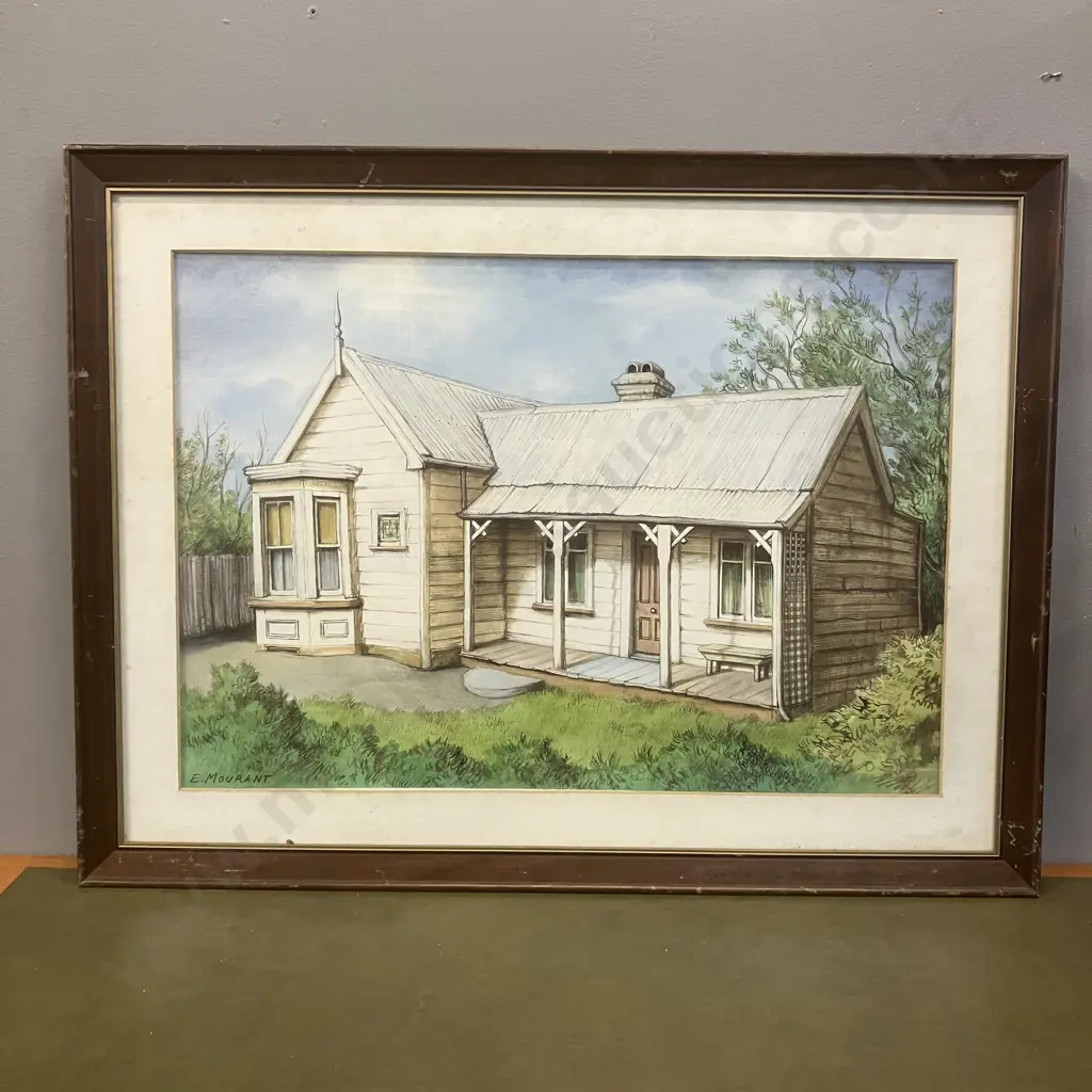 E Mourant 1977 - 100 Year Old House Original Artwork, Framed. 51 x 68cm Image 1++