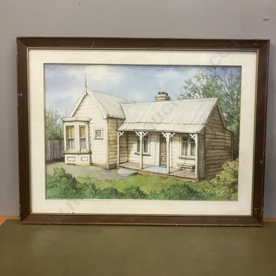 E Mourant 1977 - 100 Year Old House Original Artwork, Framed. 51 x 68cm