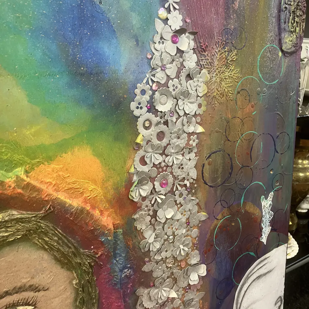 Gemma Lopes Mixed Media Original Artwork On Recycled Pallet Top. H120 W100 D1cm Image 1++