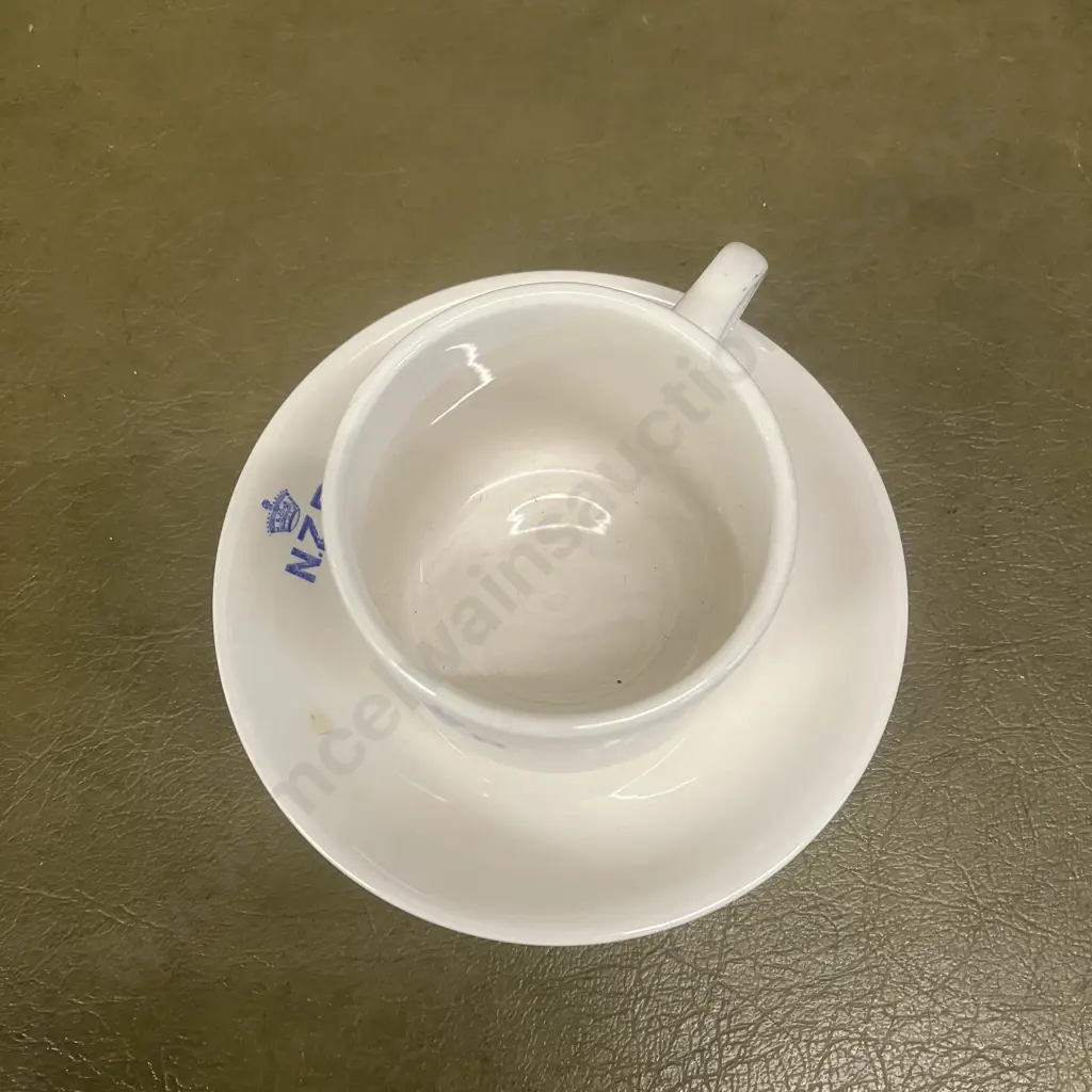 Crown Lynn New Zealand Railways Cup and Saucer - Blue Logo Image 1++