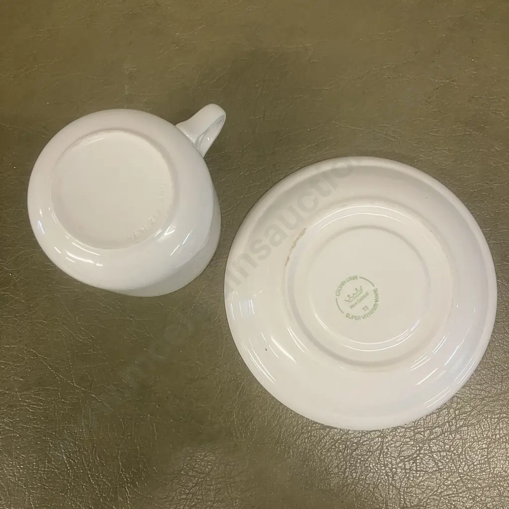 Crown Lynn New Zealand Railways Cup and Saucer - Blue Logo Image 1++