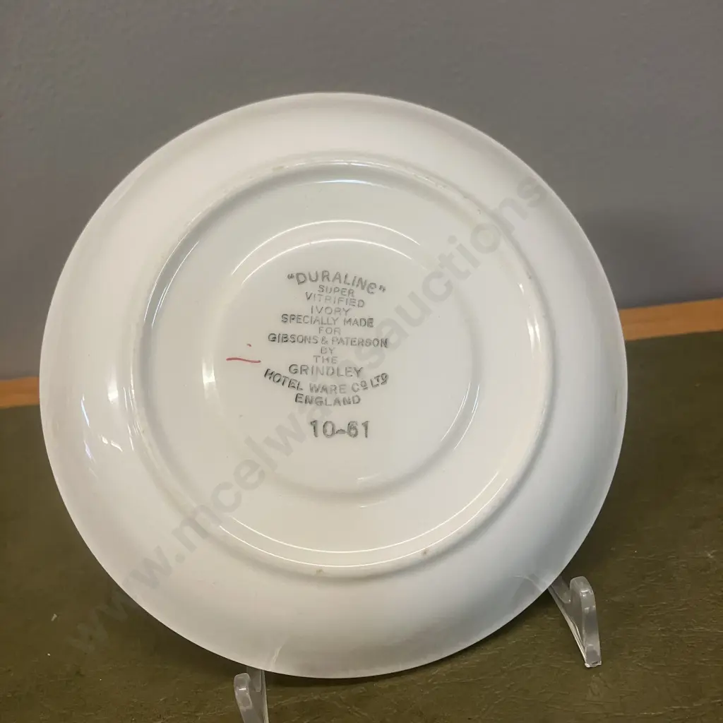 Vintage Crown Lynn Mug & Three Cups Hotel Ware - Vitrified White With Two Red Stripes (1960s) Image 1++