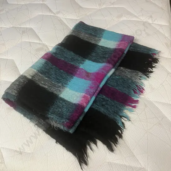 Waverley Cree South Africa Mohair Throw (Black / Blue / Purple)