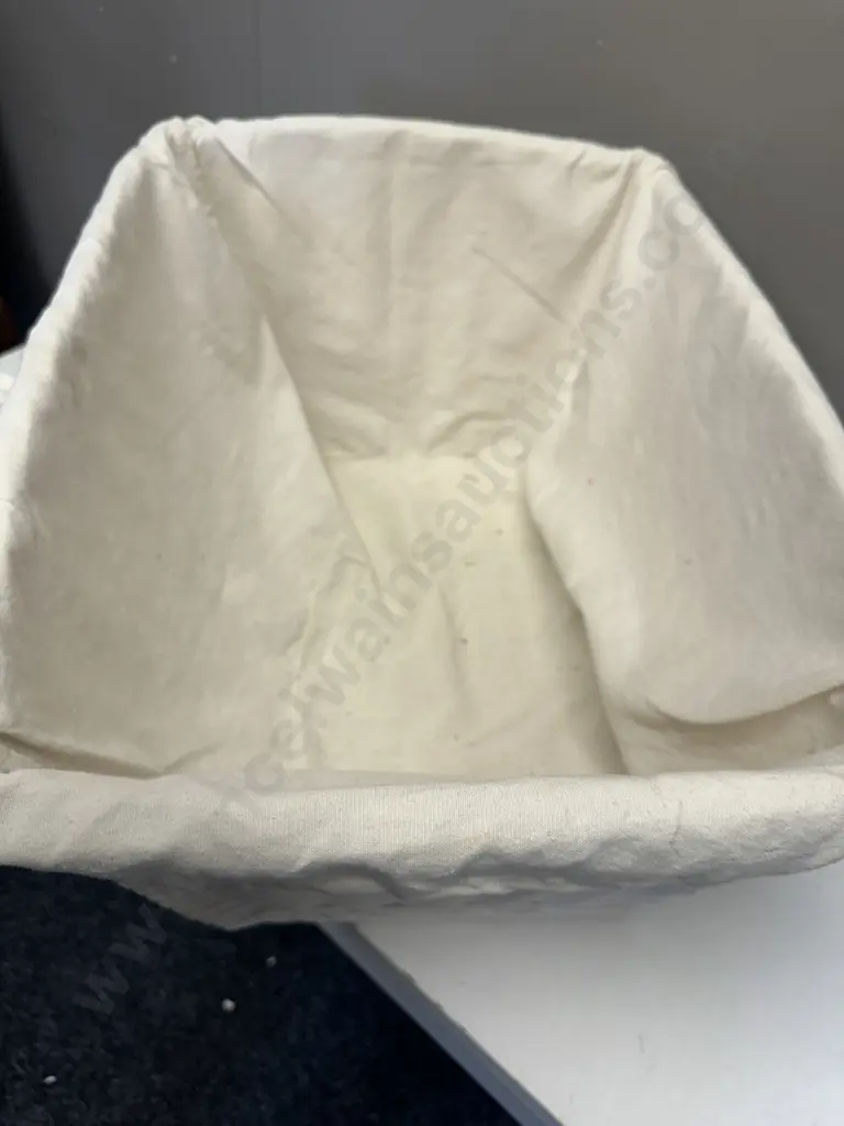 Vintage White Cane Rectangular Basket/Hamper H28,W53,D22cm. Image 1++