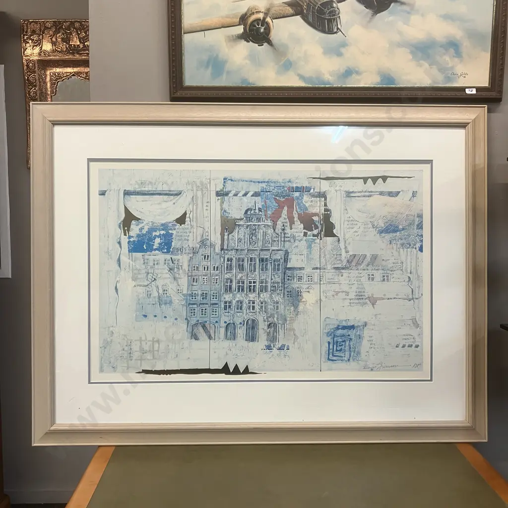 Large 'Amsterdam' Art-Print With Gold / Silverleaf. 110 x 80cm Image 1++