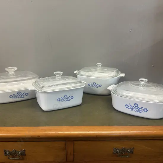 Selection Of Corning Ware Lidded Casserole Dishes Etc