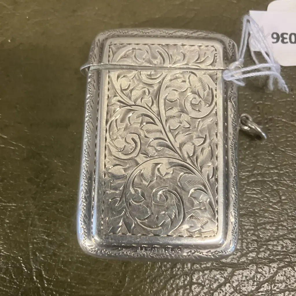 Exquiste Edwardian Antique Sterling Silver Match Safe Vesta Case Hallmarked John Rose 1925 Birmingham Image 1++
