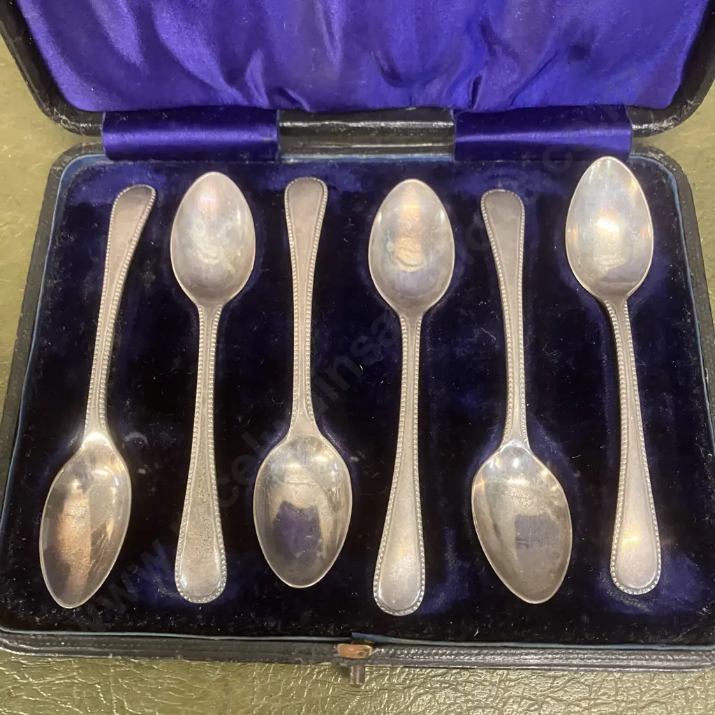 Cased Set of Six Sterling Silver Teaspoons - Hallmarked L&S Birmingham Image 1++