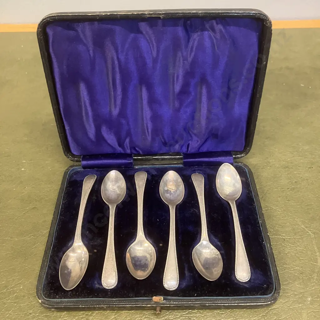 Cased Set of Six Sterling Silver Teaspoons - Hallmarked L&S Birmingham Image 1++