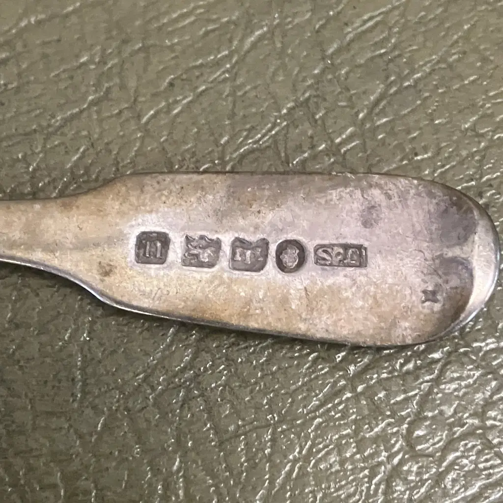 English Antique Georgian Sterling Silver Spoons 1836 & 1847 John Stone Exeter Image 1++