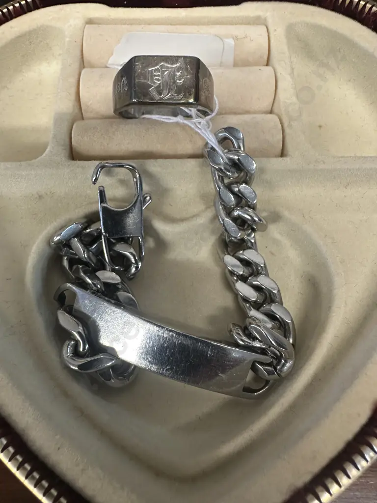 Stamped 925 Ring With Mens Bracelet Image 1++