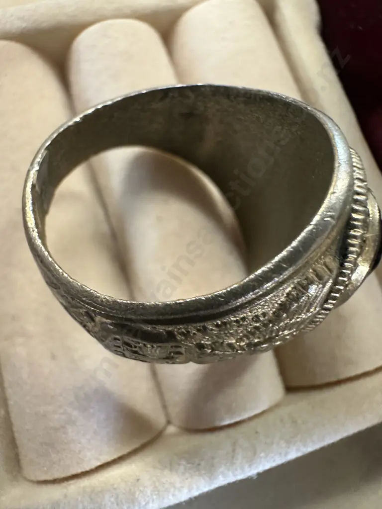 United States Airforce Military Ring, Gold Tone With Oval Blue Crystal Stone Image 1++