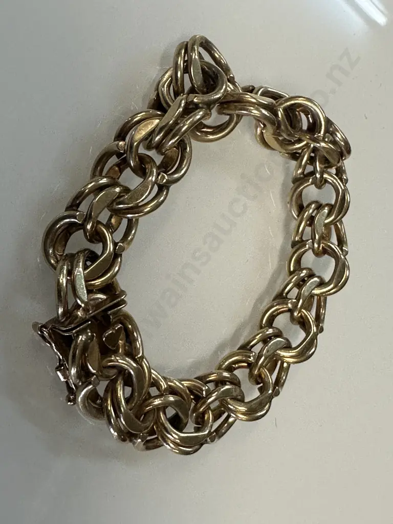 Stamped 14k Double Link Gold Bracelet Image 1++