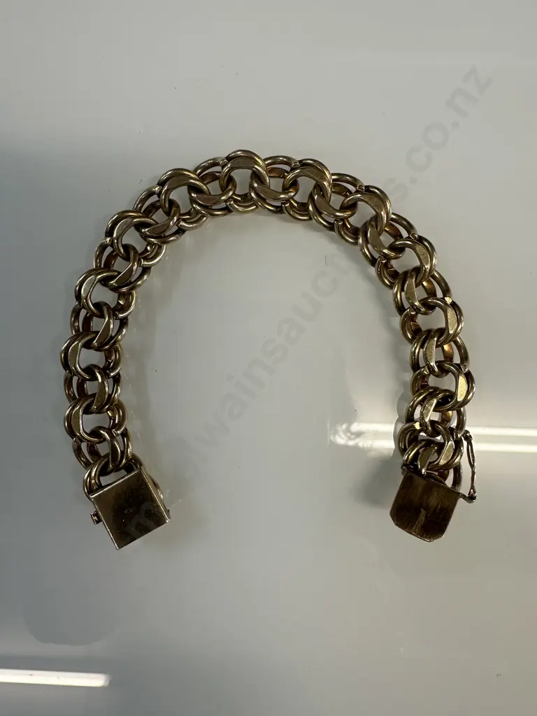 Stamped 14k Double Link Gold Bracelet Image 1++