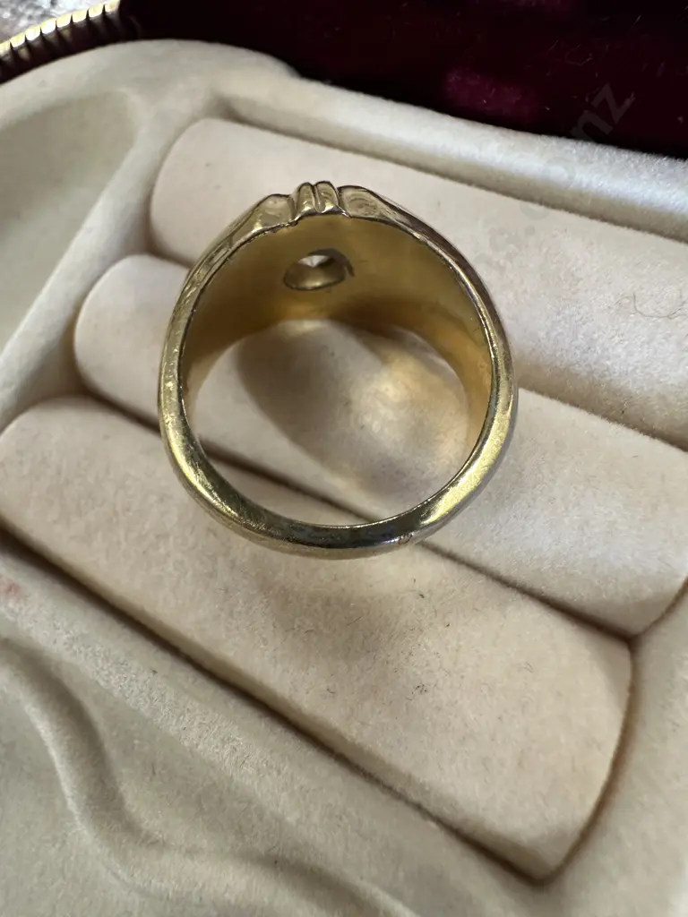 Stamped 18KT-H.G.E Mens Ring With Clear Stone Image 1++