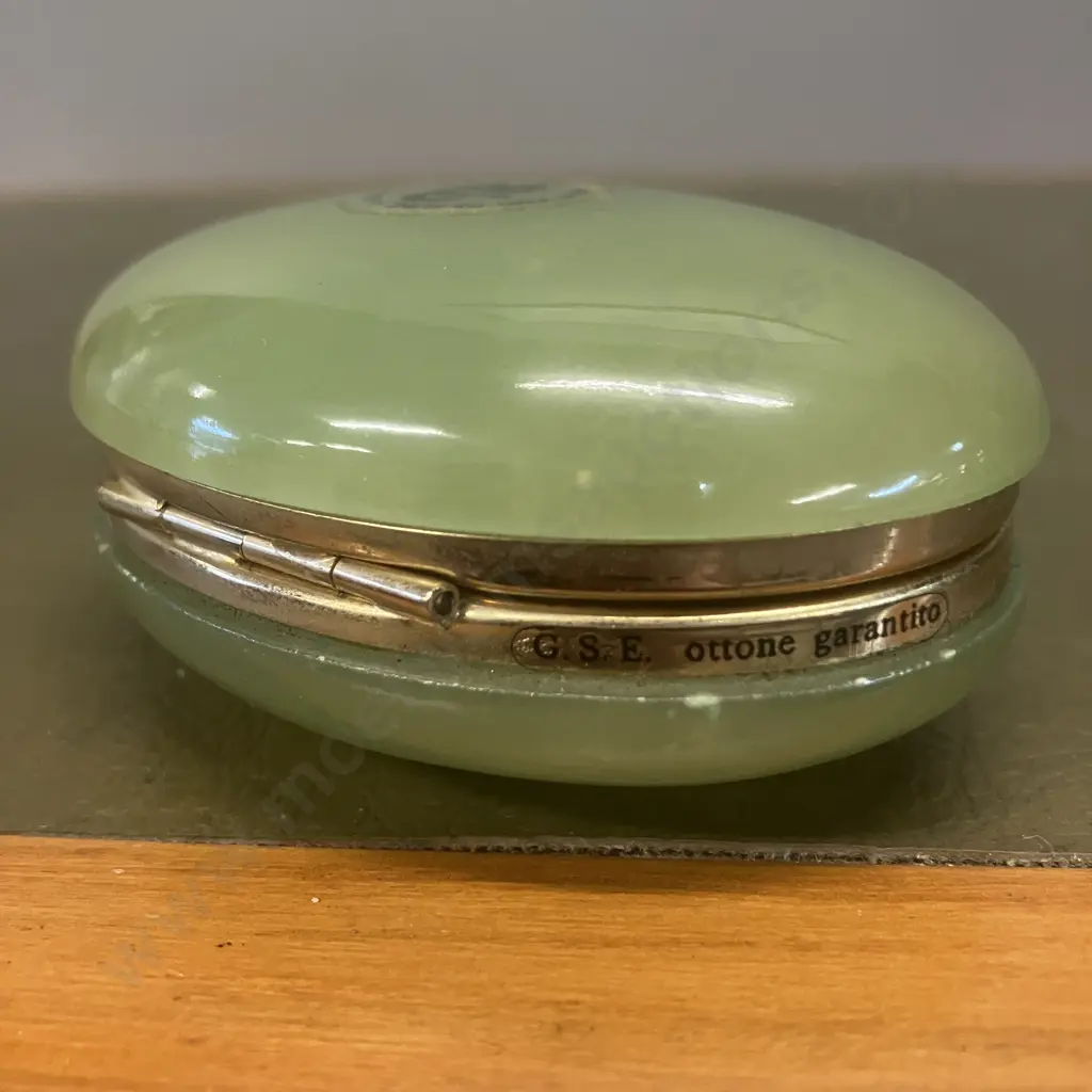 Vintage GSE Ottone Garantito Italian Alabaster Hinged Trinket Box Image 1++