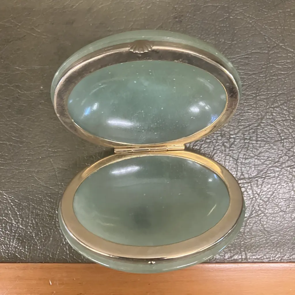 Vintage GSE Ottone Garantito Italian Alabaster Hinged Trinket Box Image 1++