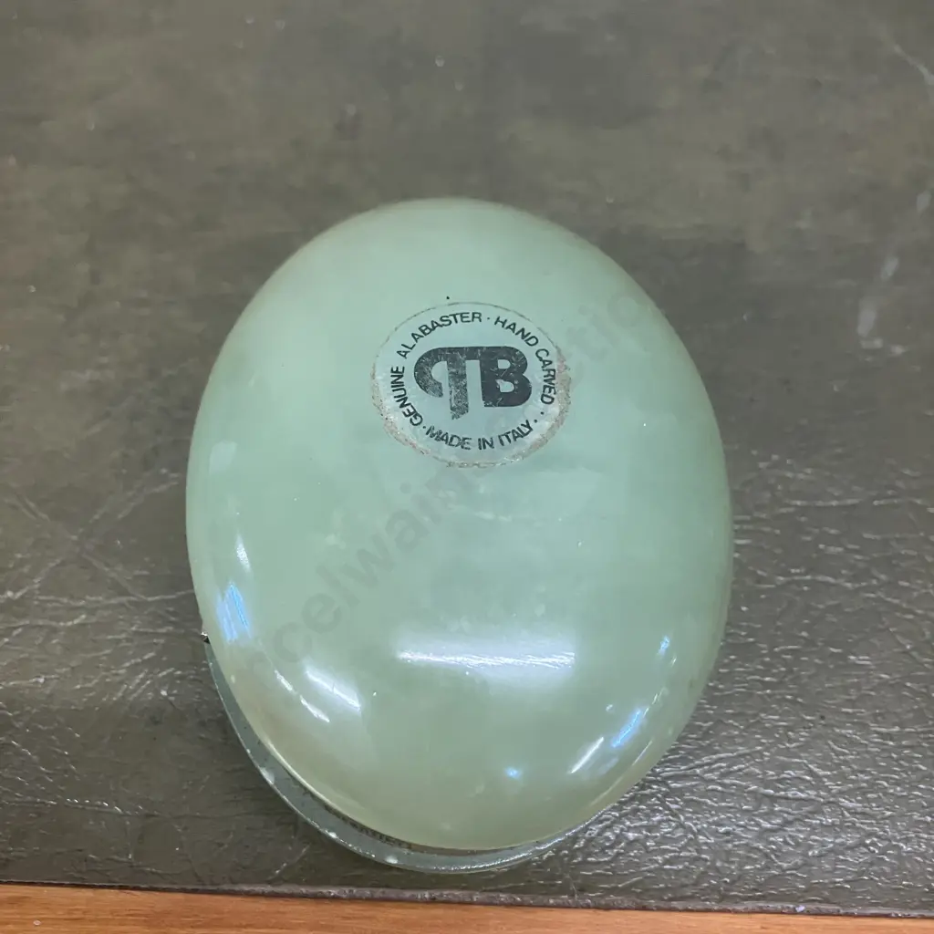 Vintage GSE Ottone Garantito Italian Alabaster Hinged Trinket Box Image 1++