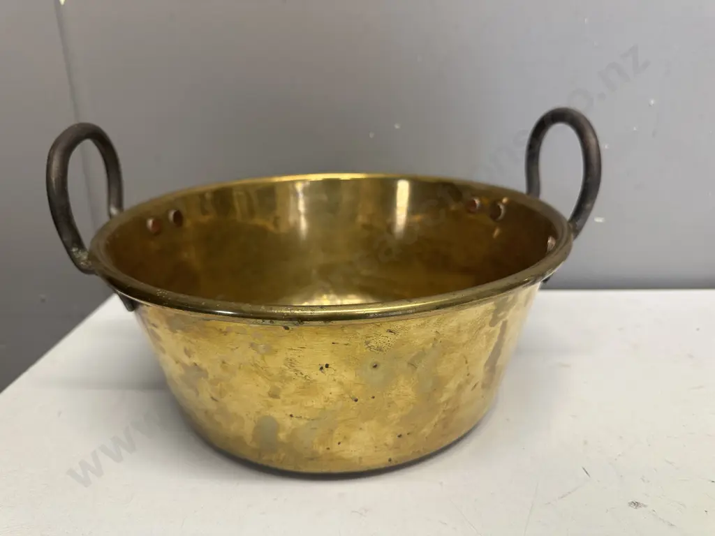 Vintage Brass Double Handled Jam Pan Image 1++