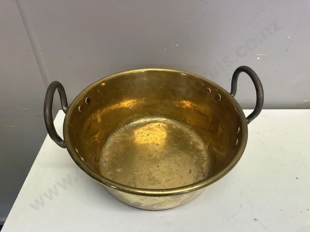 Vintage Brass Double Handled Jam Pan Image 1++