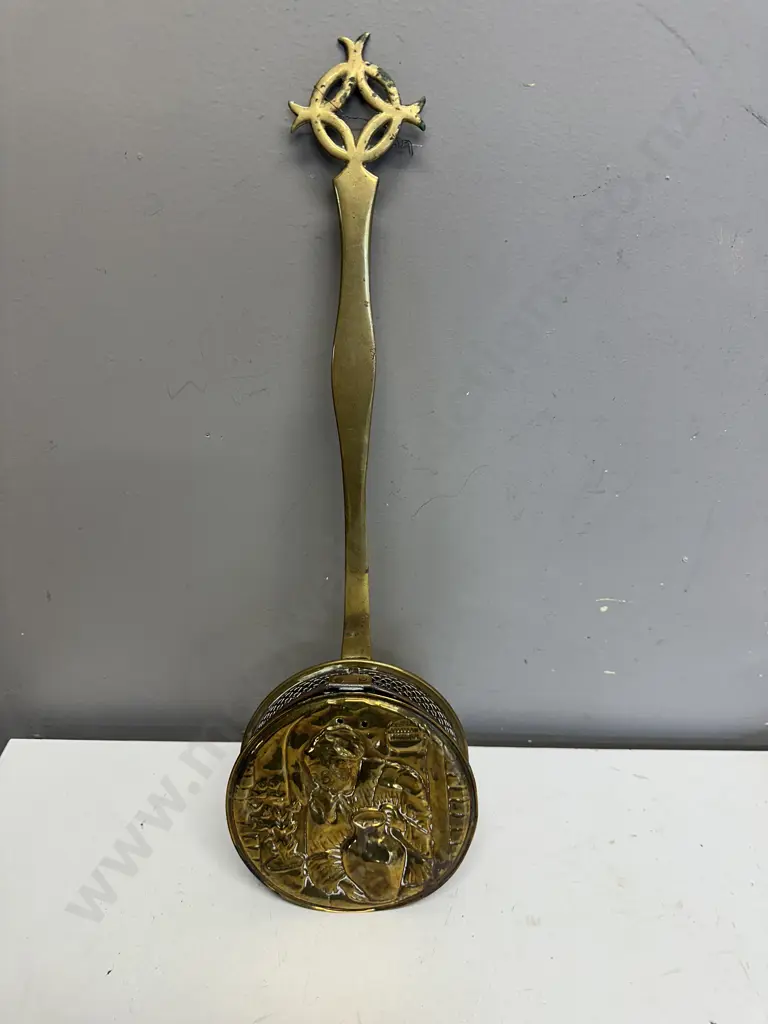 Antique Figural Brass Chestnut Roaster (as found) Image 1++