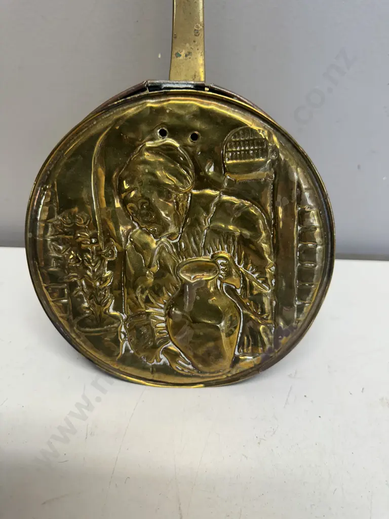 Antique Figural Brass Chestnut Roaster (as found) Image 1++